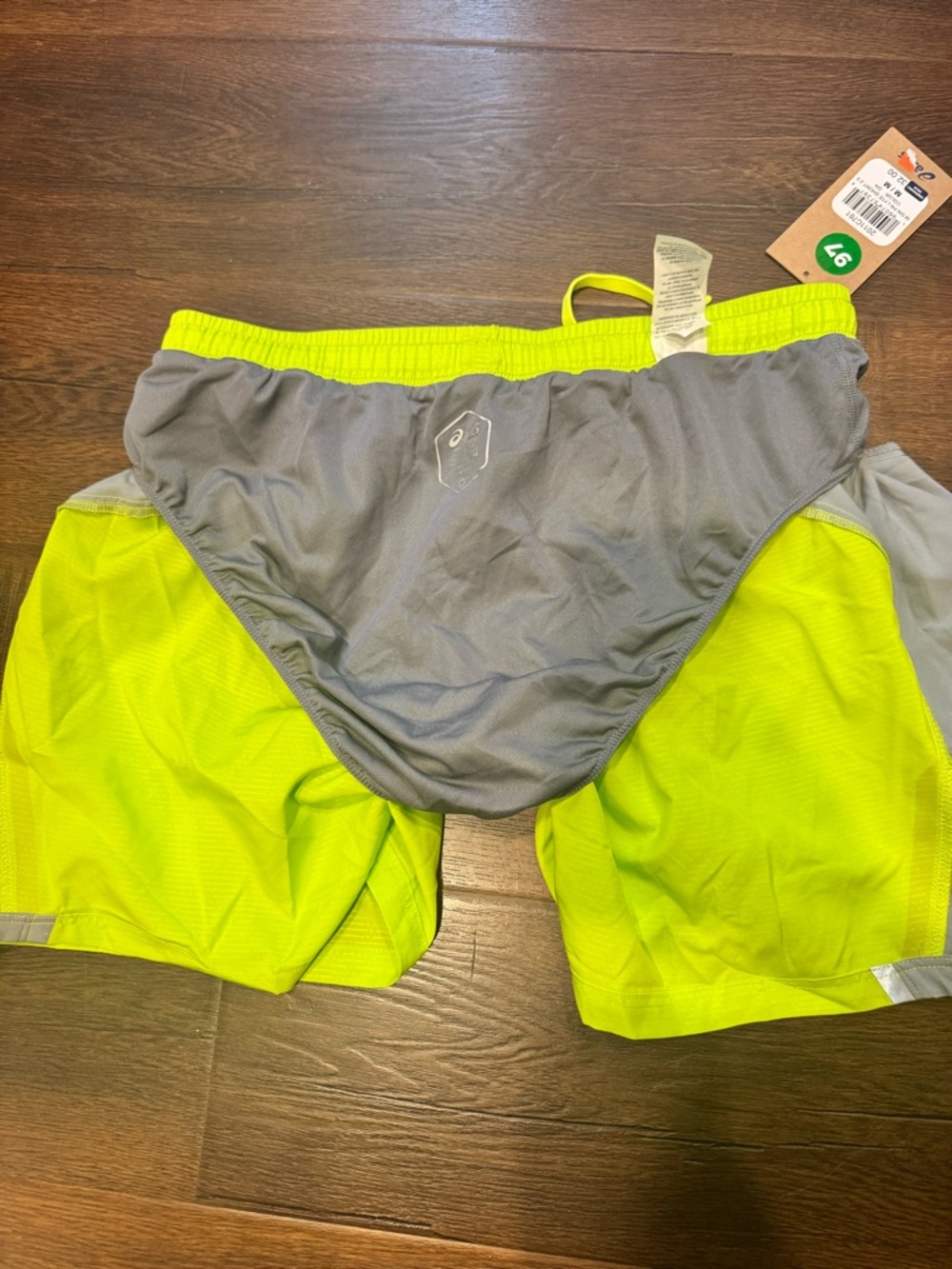 Asics Mens 5” PR Lyte Running Gym Active Shorts Neon Green size Medium NWT$32 - Picture 7 of 9
